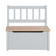 Children's chest bench 'Woody' - Toy chest in wood natural/grey - incl. lid brake