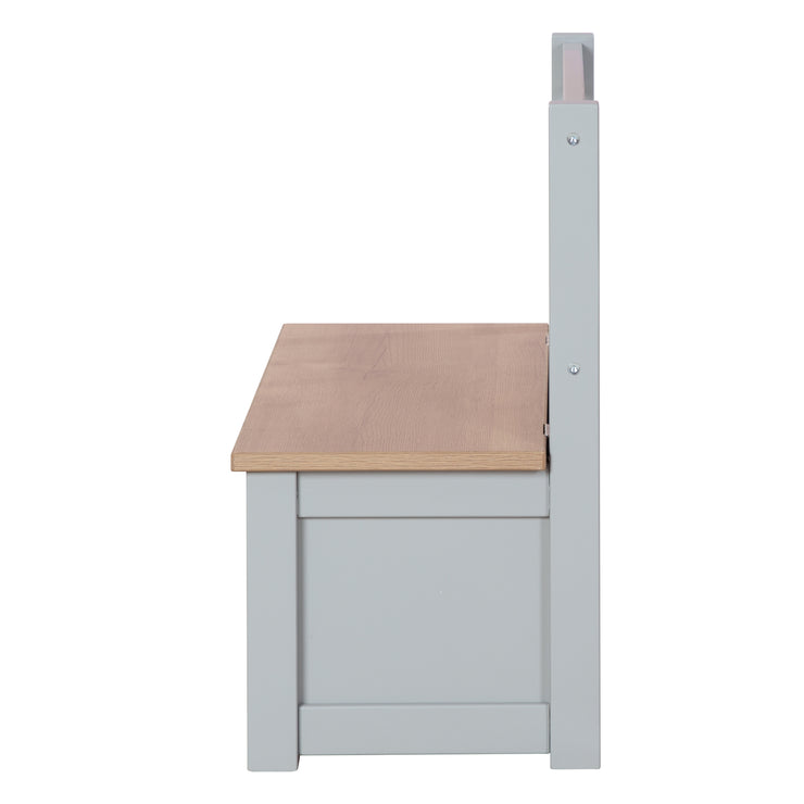Kindertruhenbank 'Woody' - Spielzeugtruhe in Holz natur/taupe - inkl. Deckelbremse
