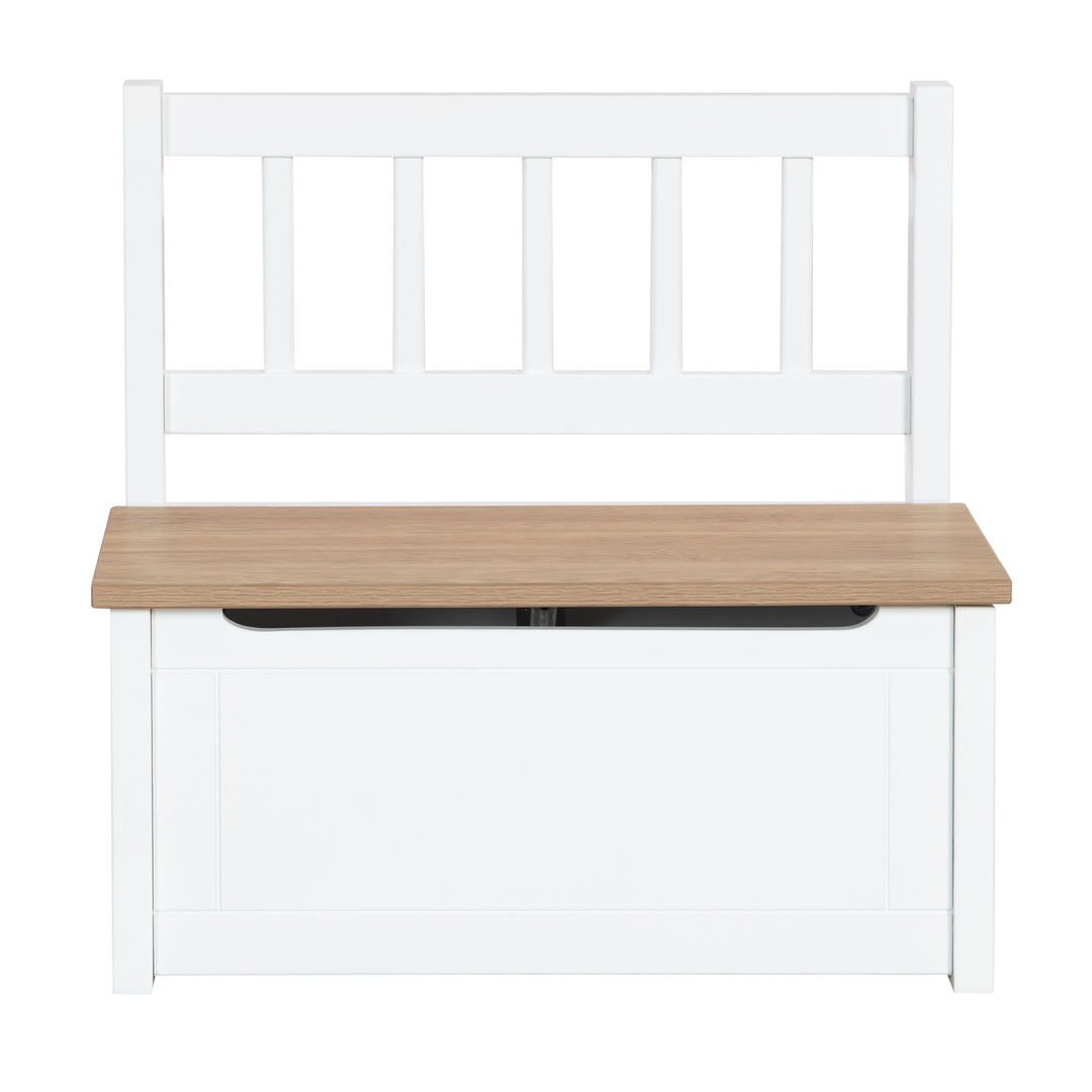 Cassapanca per bambini 'Woody' - cassapanca per giocattoli in legno naturale/bianco - incl. freno del coperchio