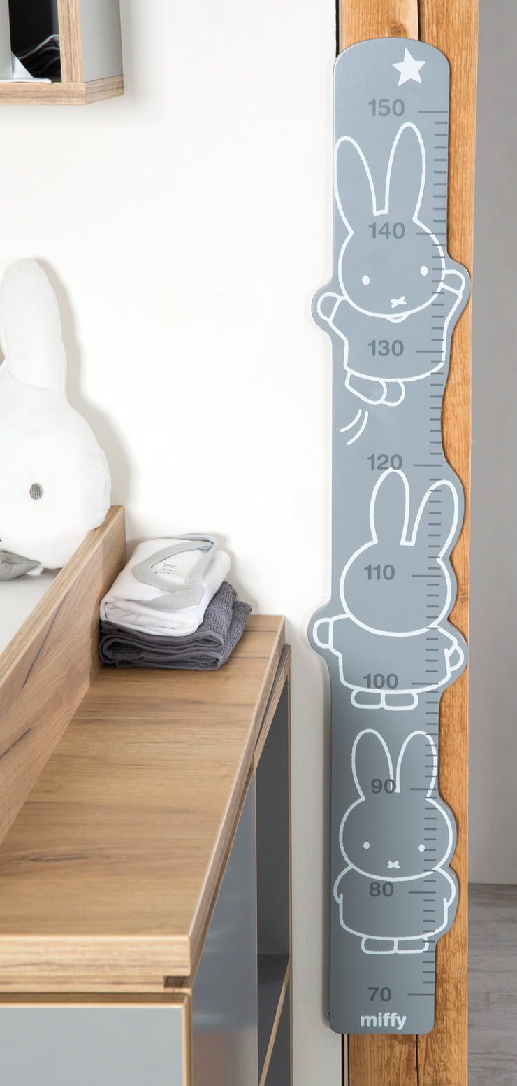 Growth ruler 'miffy®', printed, scale from 70 cm to 150 cm for children, white/grey
