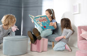 Children's sofa 'Lil sofa', comfortable children's couch with stable wooden feet and velvet in Sky/light blue