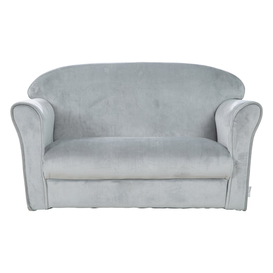 Kindersofa 'Lil Sofa' mit Armlehnen, bequeme Kindercouch mit silbergrauem Samtstoff bezogen