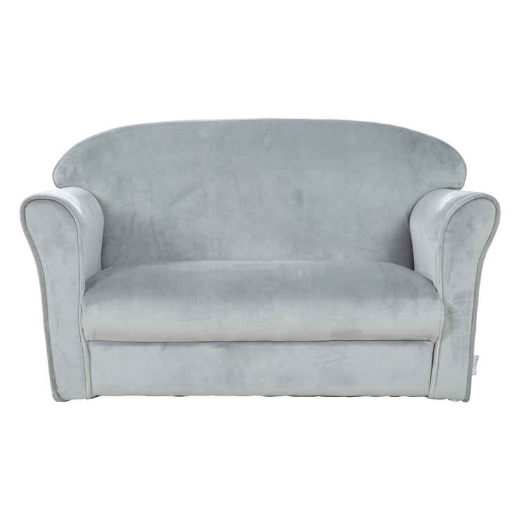 Children's sofa 'Lil Sofa' with armrests, comfortable children's couch covered with silver-gray velvet