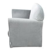 Divano per bambini "Lil divano" con braccioli, comodo divano per bambini coperto di velluto -grigio argento