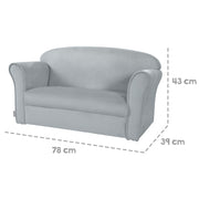 Canapé enfant "Lil Sofa" avec accoudoirs, confortable, recouvert de velours gris