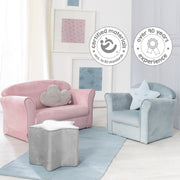 Divano per bambini "Lil divano" con braccioli, comodo divano per bambini coperto di velluto -grigio argento