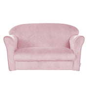 Kindersofa 'Lil Sofa' mit Armlehnen, bequeme Kindercouch mit rosa Samtstoff bezogen