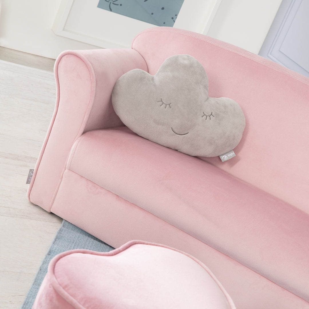 Divano per bambini 'Lil Sofa' con braccioli - Comodo divanetto - Rivestito in velluto rosa