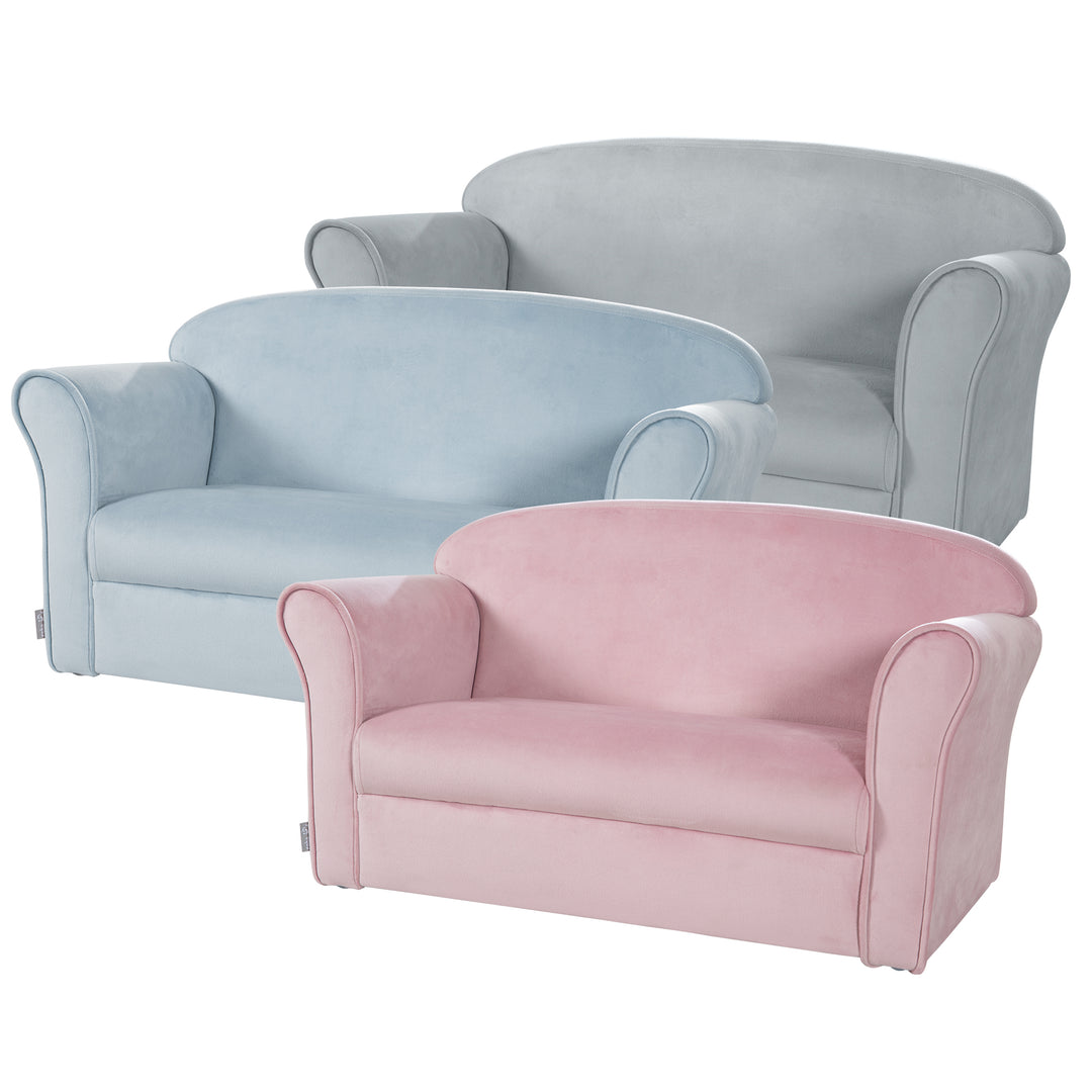Divano per bambini 'Lil Sofa' con braccioli - Comodo divanetto - Rivestito in velluto rosa