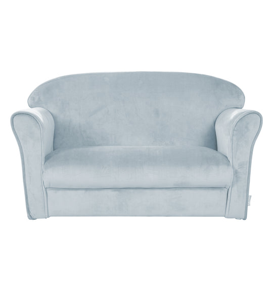 Sofá infantil 'Lil Sofa' con reposabrazos, cómodo con terciopelo azul claro