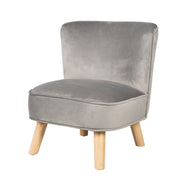 Kindersessel 'Lil Sofa', bequemer Sessel mit stabilen Holzfüßen und grauem Samtstoff