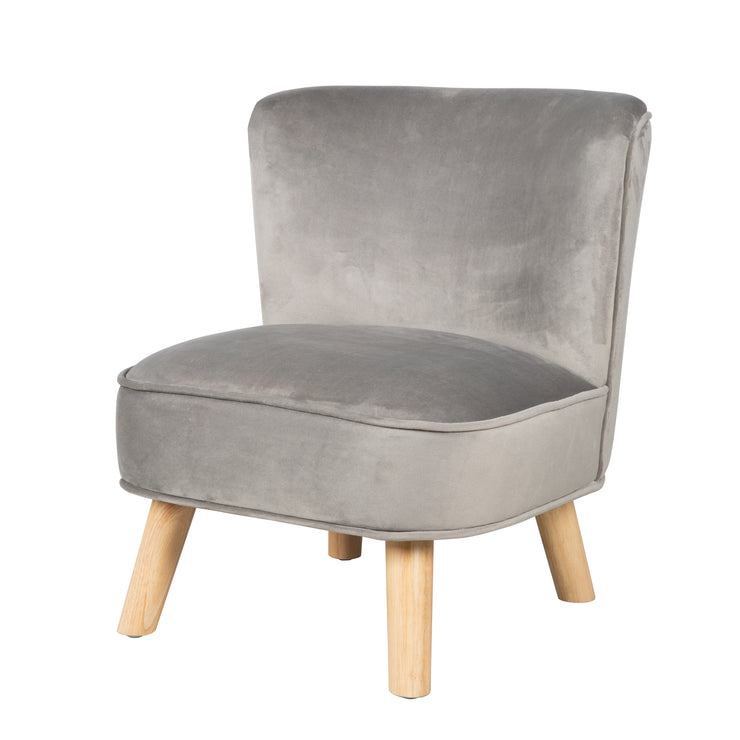 Fauteuil enfant "Lil Sofa", fauteuil confortable avec pieds en bois stables et velours gris