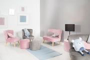 Child armchair 'Lil sofa', comfortable armchair with stable wooden feet and velvet in Sky/light blue