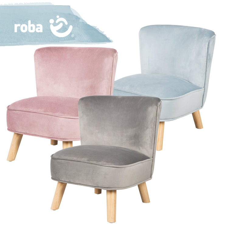 Sillón infantil 'lil sofá', sillón cómodo con pies de madera estables y terciopelo gris