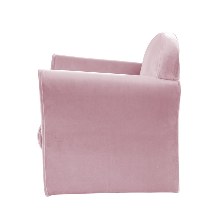 Sillón infantil 'Lil Sofa' con reposabrazos, cómodo mini sillón tapizado en terciopelo rosa