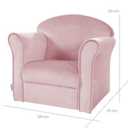 Sillón infantil 'Lil Sofa' con reposabrazos, cómodo mini sillón tapizado en terciopelo rosa