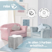 Sillón infantil 'Lil Sofa' con reposabrazos, cómodo mini sillón tapizado en terciopelo rosa