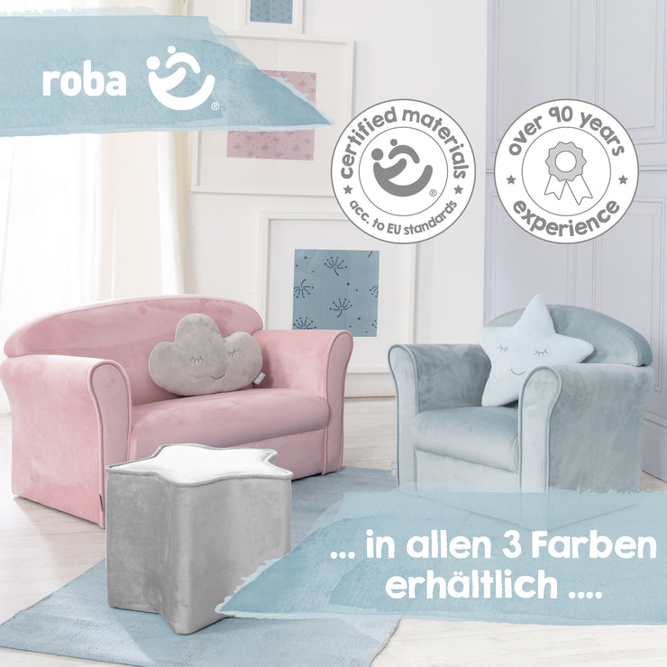 Child armchair 'Lil sofa' with armrests, comfortable mini armchair covered with pink velvet
