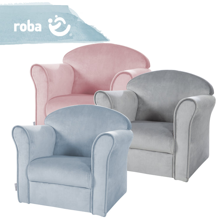 Sillón infantil 'Lil Sofa' con reposabrazos, cómodo mini sillón tapizado en terciopelo rosa