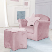 Sillón infantil 'Lil Sofa' con reposabrazos, cómodo mini sillón tapizado en terciopelo rosa