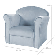 Chanting fauteuil «Lil Sofa» avec des accoudoirs, mini fauteuil confortable avec velours bleu clair