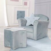 Chanting fauteuil «Lil Sofa» avec des accoudoirs, mini fauteuil confortable avec velours bleu clair