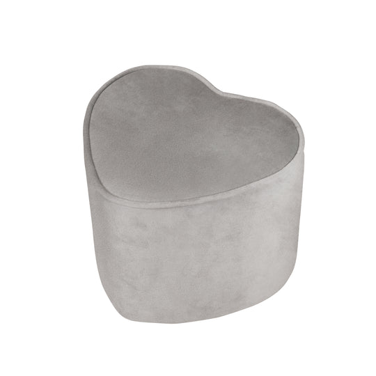 Heart-Shaped Children's Stool 'Lil Sofa' - Comfortable Stool Covered in Grey Velvet