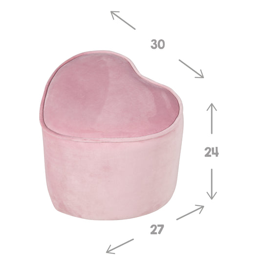 Pouf a forma di cuore per bambini 'Lil Sofa', comodo poggiapiedi rivestito in velluto color malva