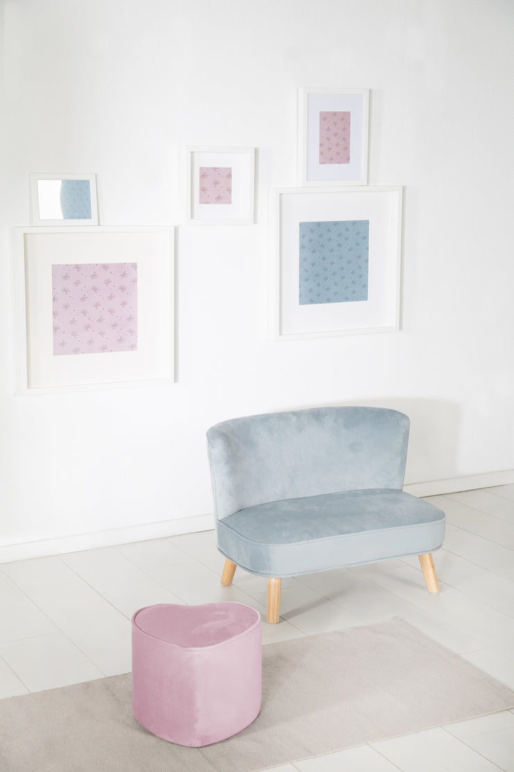 Kinderhocker in Herzform 'Lil Sofa', bequemer Hocker mit Samtstoff in Mauve bezogen, Pouf