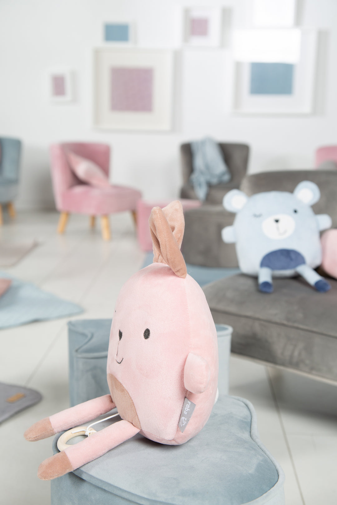 Pouf a forma di cuore per bambini 'Lil Sofa', comodo poggiapiedi rivestito in velluto color malva