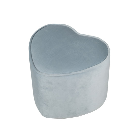 Pouf a forma di cuore per bambini 'Lil Sofa', comodo poggiapiedi rivestito in velluto color cielo/azzurro chiaro