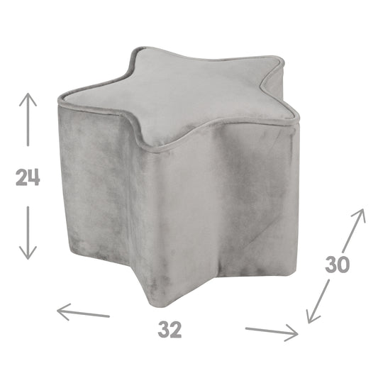 Pouf a forma di stella per bambini 'Lil Sofa', comodo poggiapiedi rivestito in velluto grigio