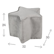 Children's stool in star form 'Lil Sofa', comfortable stool covered with grey velvet fabric, Pouf