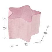 Sgabello per bambini in forma stellare "lil divano", comodo sgabello con velluto nel colore mauve, pouf