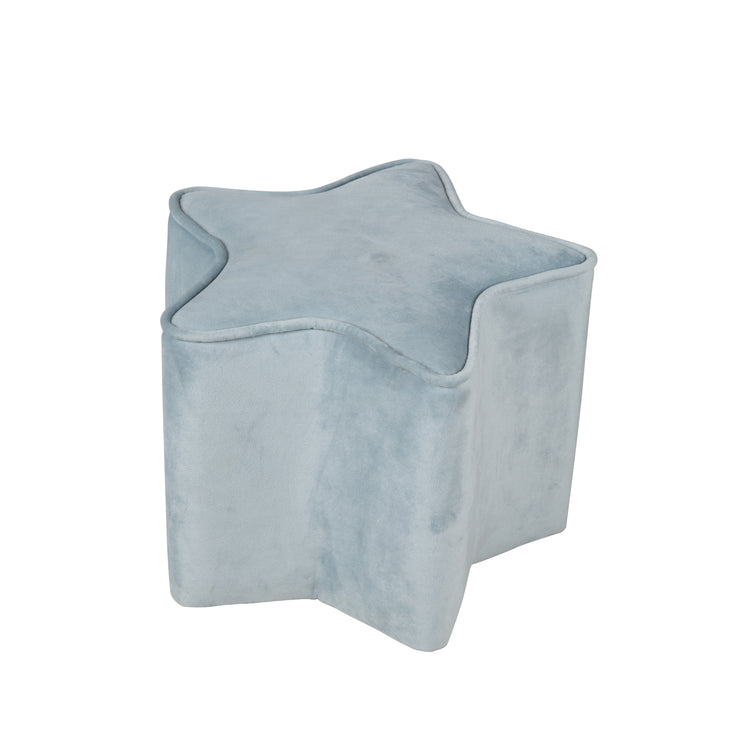 Children's stool in star form 'Lil Sofa', comfortable stool covered with velvet fabric in Sky/light blue