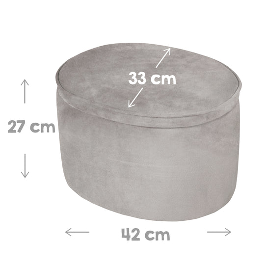 Pouf per bambini con funzione di contenitore 'Lil Sofa', ovale, comodo, rivestito in velluto grigio