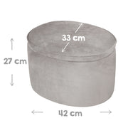 Tabouret pour enfants avec fonction de rangement «canapé-canapé», tabouret ovale et confortable avec velours gris