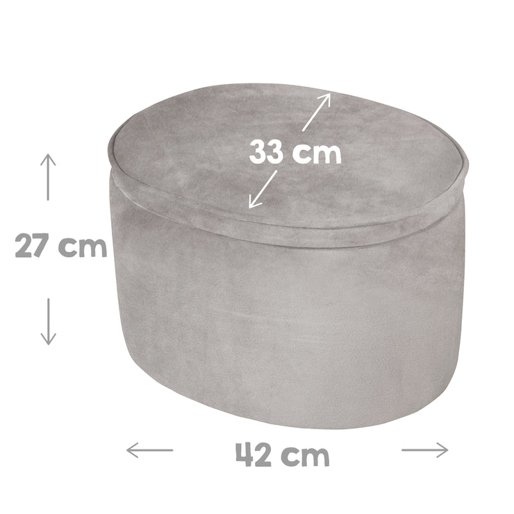 Tabouret pour enfants avec fonction de rangement «canapé-canapé», tabouret ovale et confortable avec velours gris