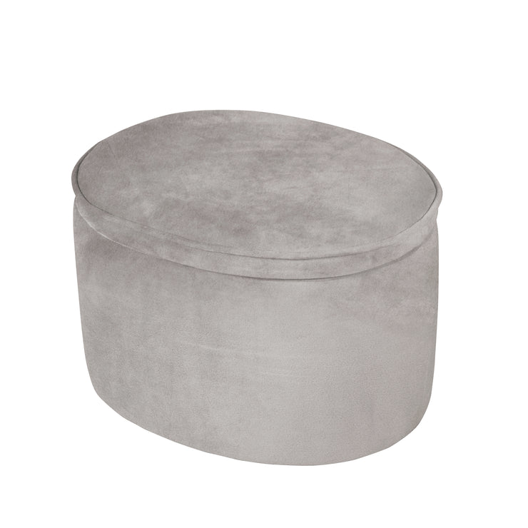 Tabouret pour enfants avec fonction de rangement «canapé-canapé», tabouret ovale et confortable avec velours gris
