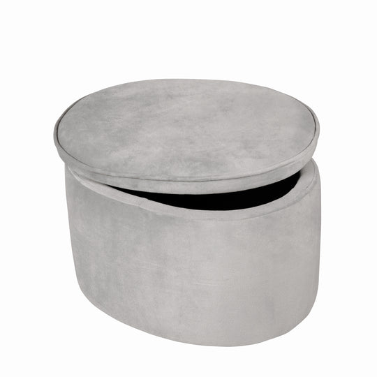 Pouf per bambini con funzione di contenitore 'Lil Sofa', ovale, comodo, rivestito in velluto grigio