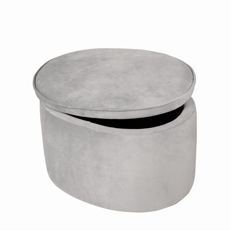 Tabouret pour enfants avec fonction de rangement «canapé-canapé», tabouret ovale et confortable avec velours gris
