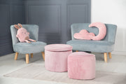 Taburete para niños con función de almacenamiento 'Lil Sofa', ovalado, cómodo, cubierto con tela de terciopelo, Mauve