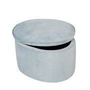 Tabouret pour enfants avec fonction de rangement «canapé», ovale, confortable, avec velours, ciel / bleu clair