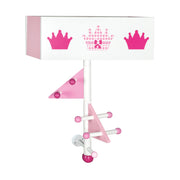Wooden 'Crown' Kids Wardrobe - 9 Hooks and 2 Compartments - Pink Painted / Printed