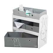 Spielregal 'miffy®', Spielzeugregal mit 5 Stoffboxen, Aufbewahrungsregal, für Jungen und Mädchen