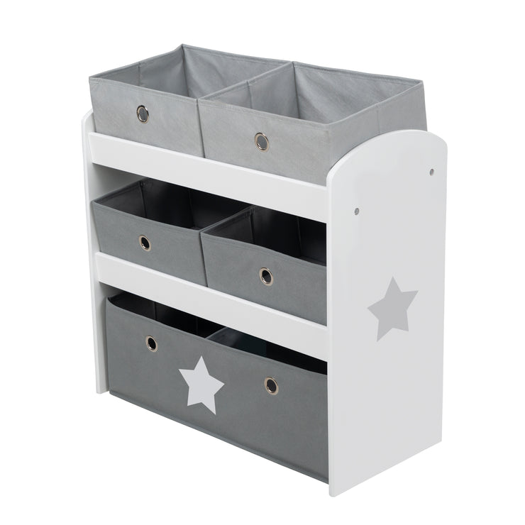 'Stars' play shelf, toy rack with 5 fabric boxes, storage rack, for boys and girls