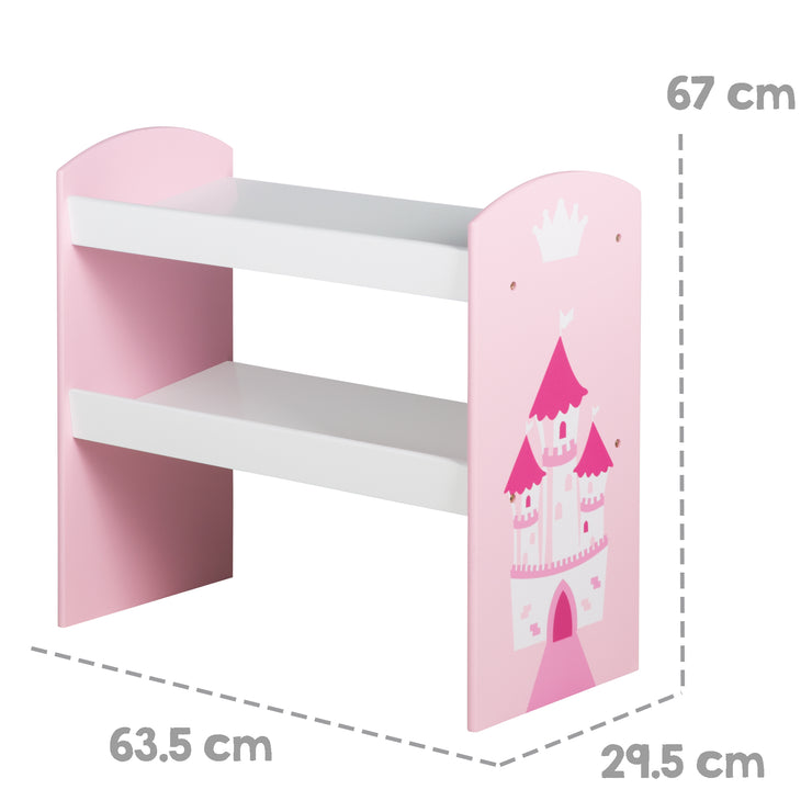'Krone' play shelf, toy & storage rack, incl. 5 fabric boxes pink / pink