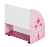 Estante de niños 'Krone', jugando en el estante móvil y rotativo con rodillos, rosa / blanco