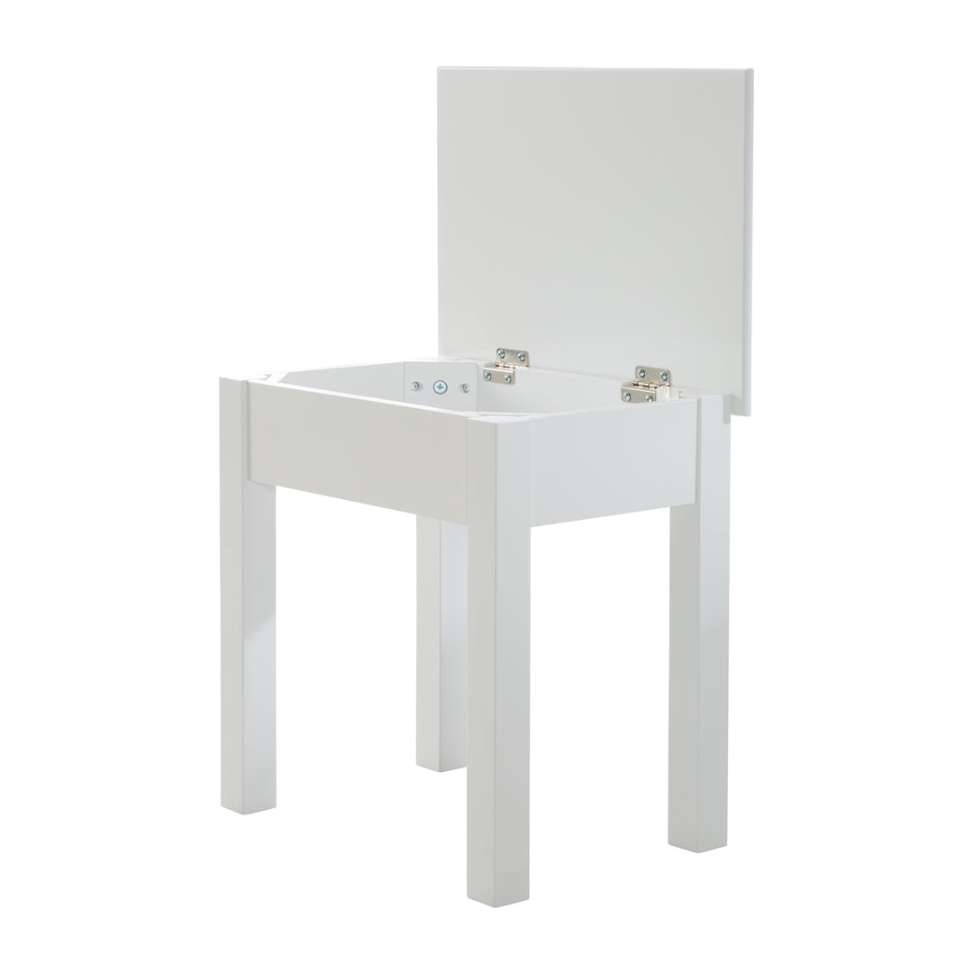 Table de maquillage et de coiffure pour enfants, avec miroir et tabouret de maquillage, blanc peint