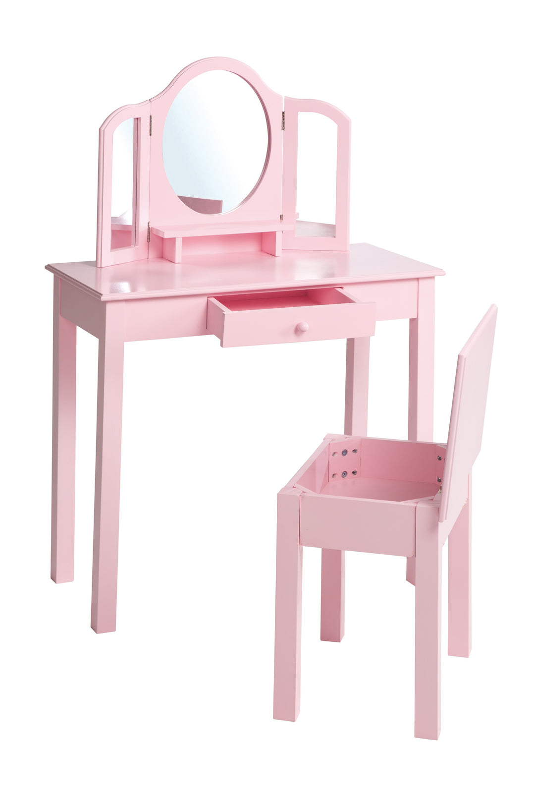 Tavolo da trucco e da toeletta, comò / tavolo da trucco per bambini con specchio per il trucco u. Sgabello, rosa